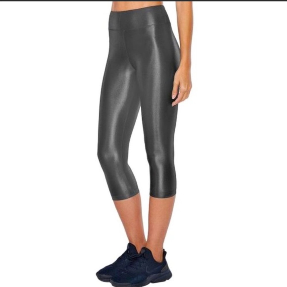 Koral shiny charcoal gray crop leggings size small